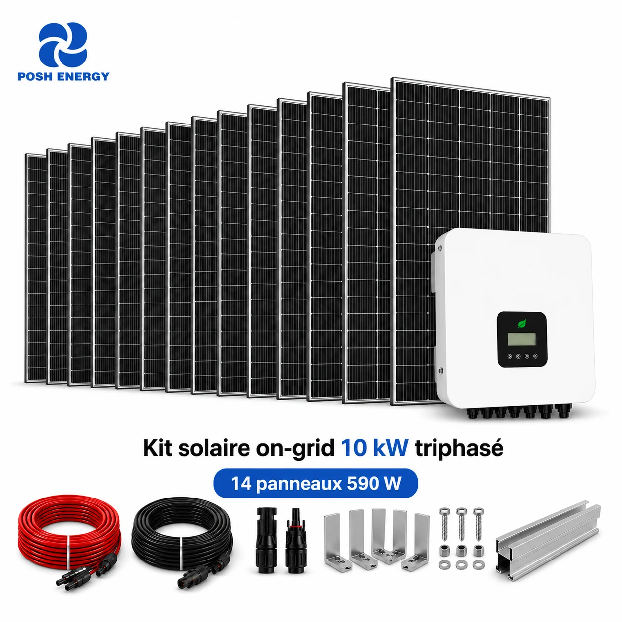 Kit solaire on-grid 10 kW triphasé - 14 panneaux 590 W