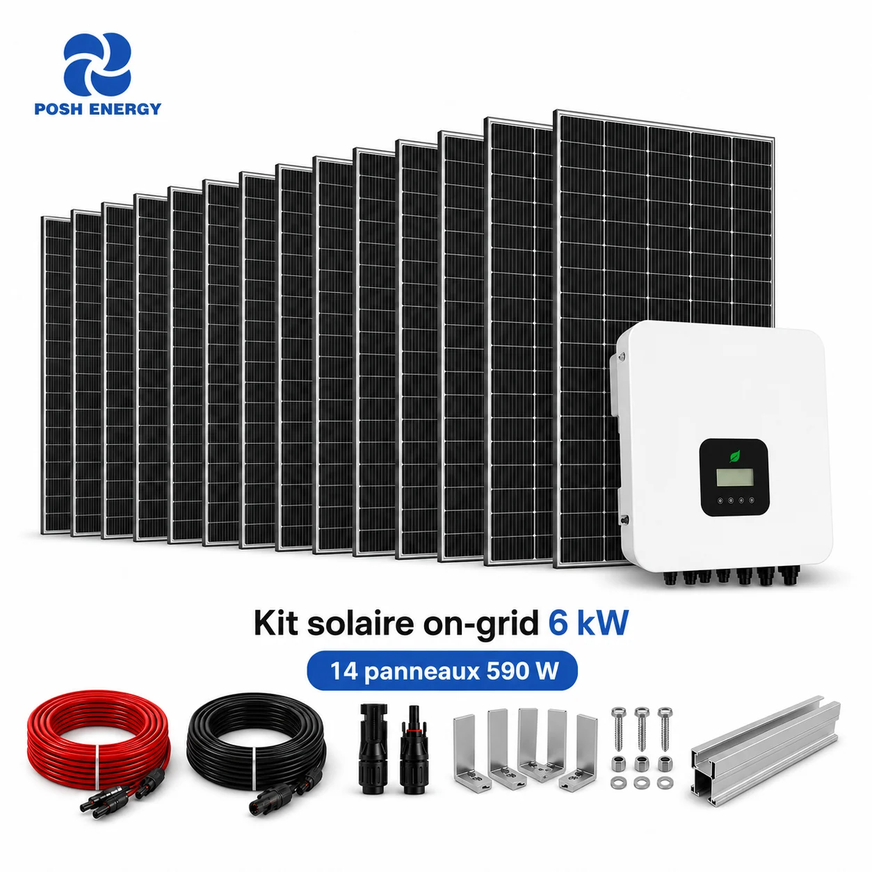 Kit solaire on-grid 6 kW - 14 panneaux 590 W