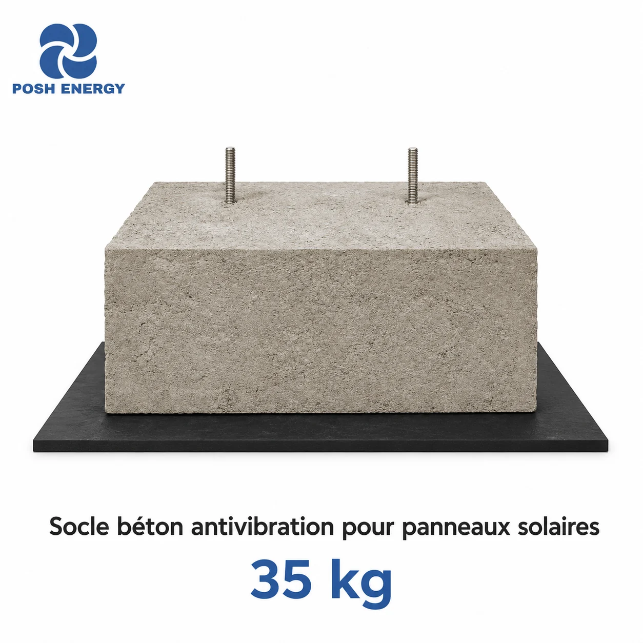 Socle béton antivibration 35 kg pour panneaux solaires