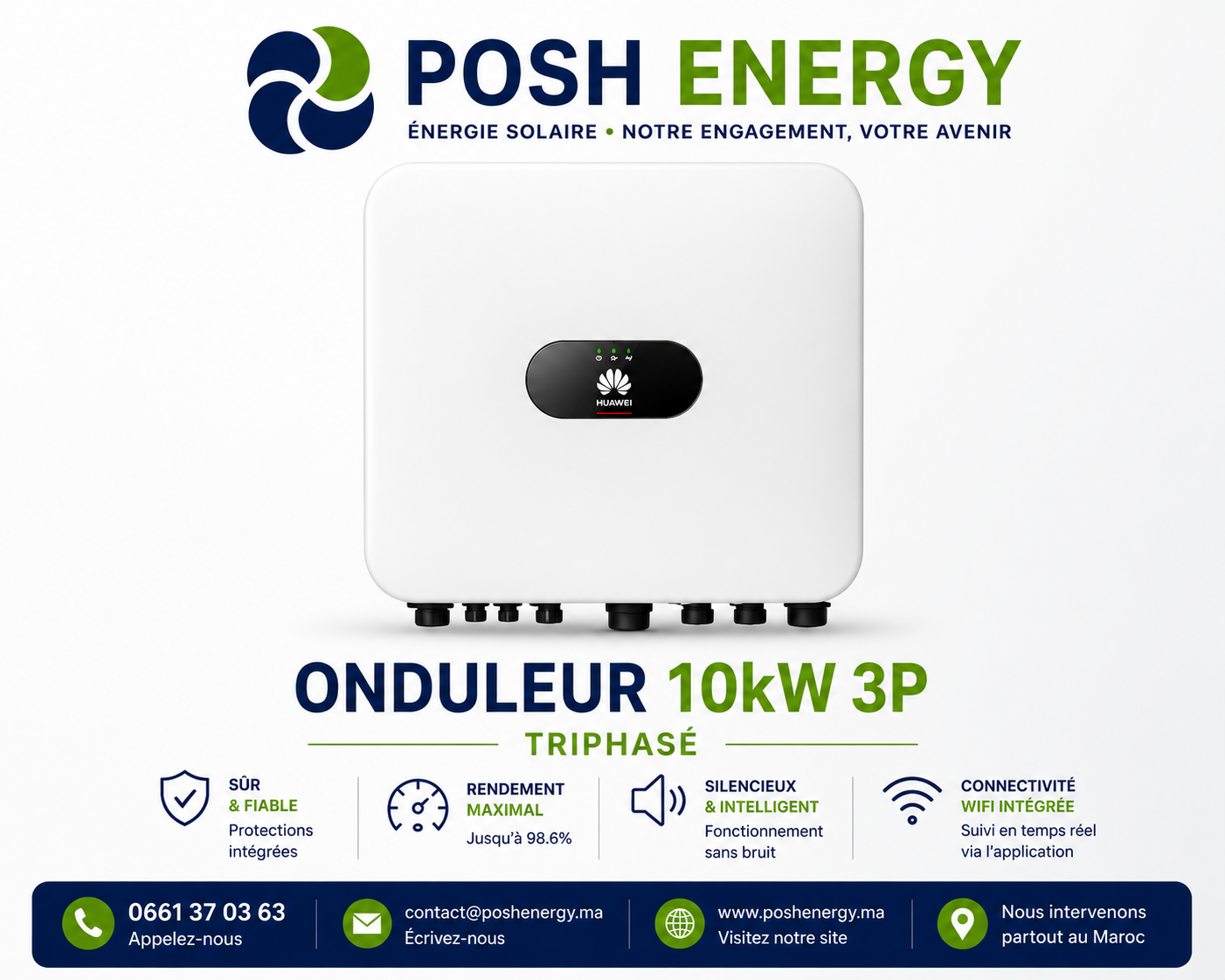 Onduleur on-grid Huawei 10 kW triphasé