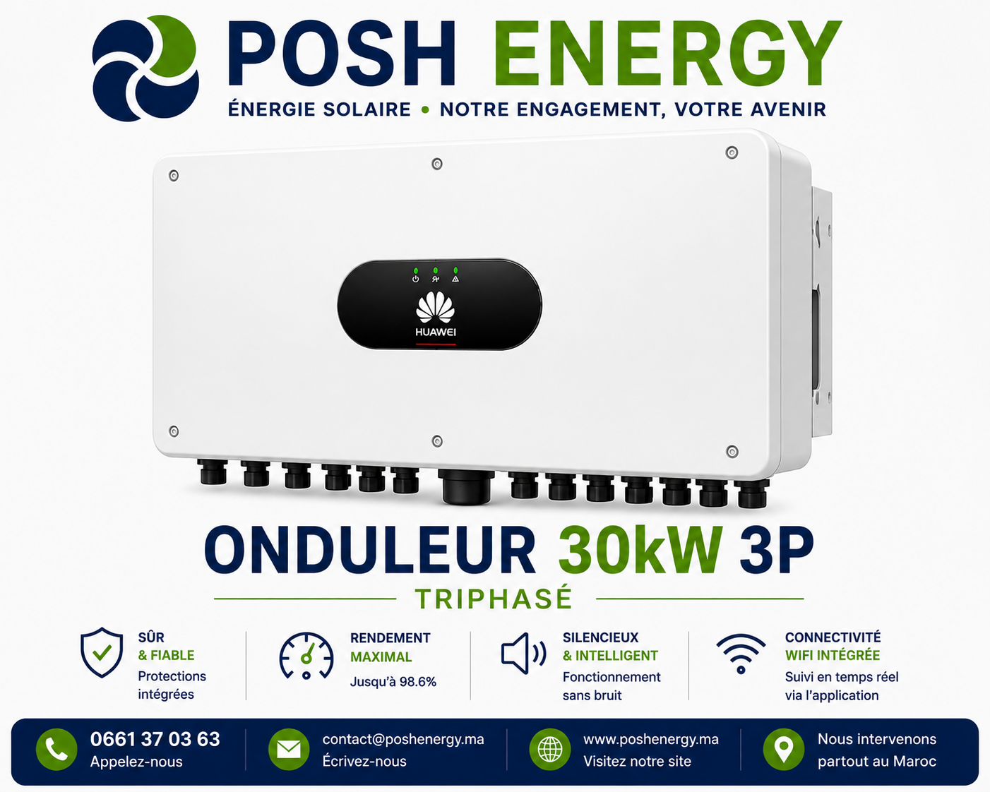 Onduleur on-grid Huawei 30 kW triphasé