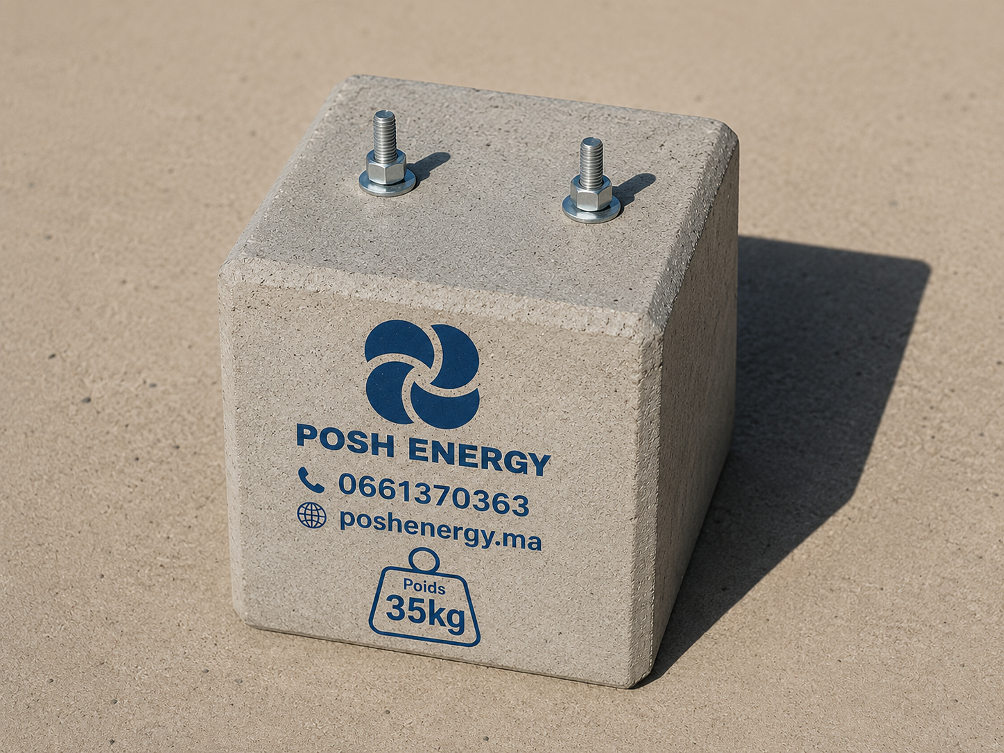 Socle béton antivibration 35 kg pour panneaux solaires