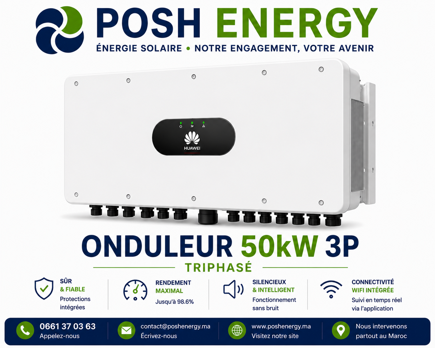 Onduleur on-grid Huawei 50 kW triphasé