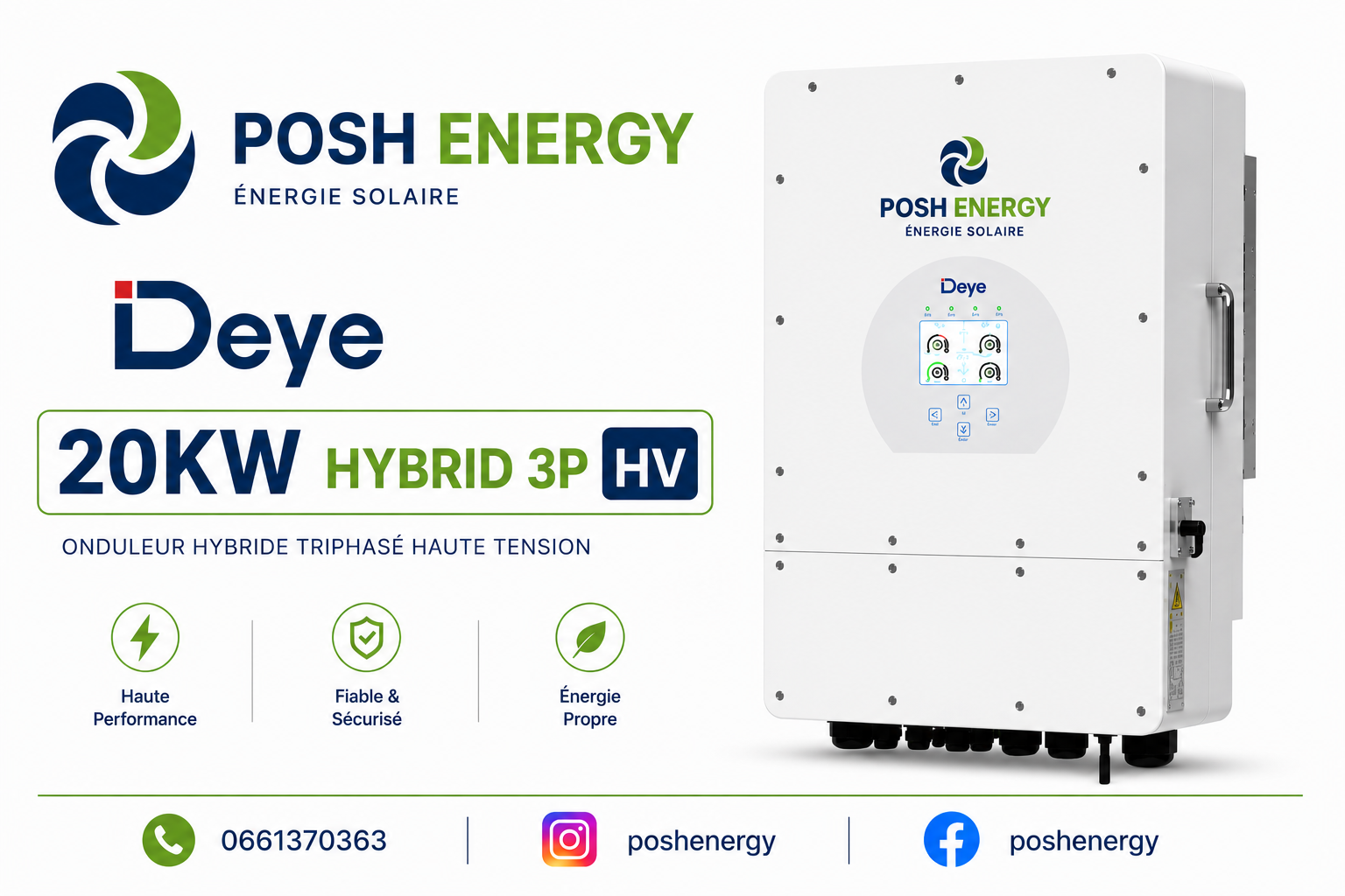 Onduleur hybride Deye 20 kW triphasé HV