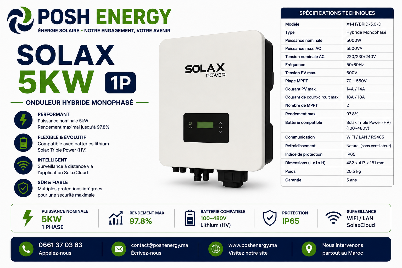 Onduleur solax 5kw monophasé