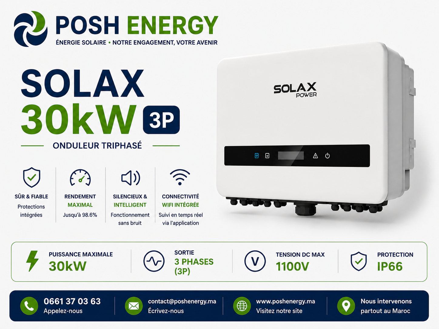 Onduleur on-grid SolaX 30 kW triphasé