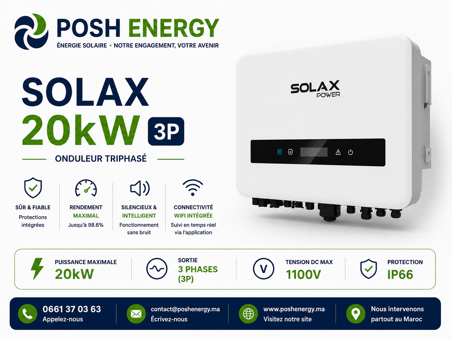 Onduleur on-grid SolaX 20 kW triphasé