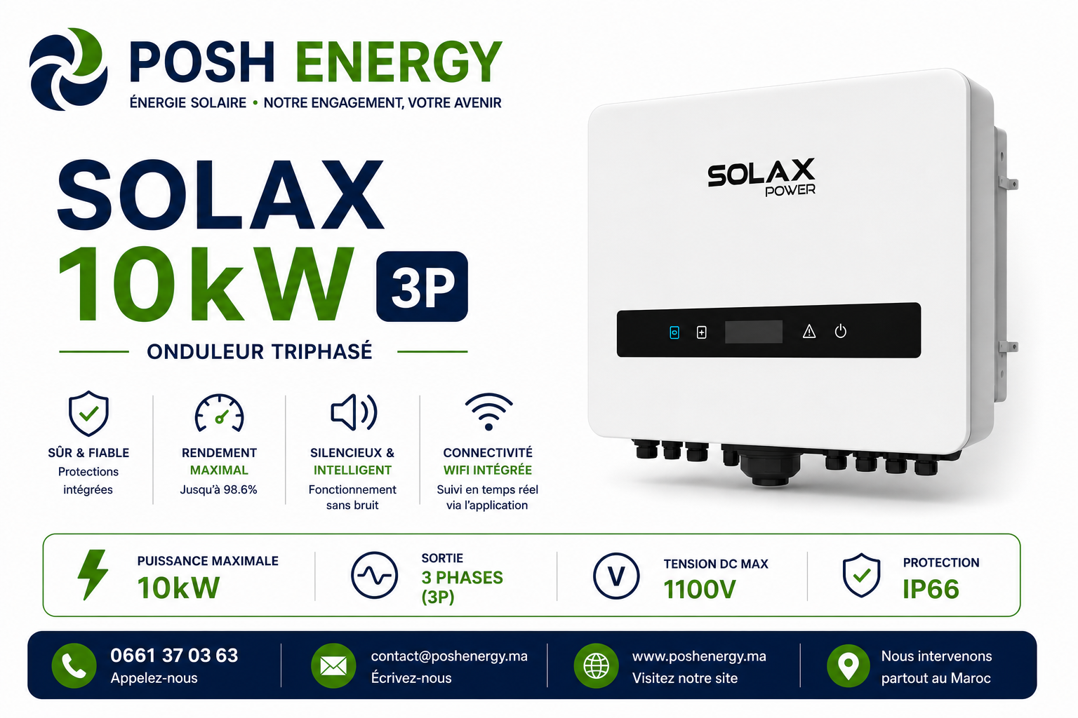 Onduleur on-grid SolaX 10 kW triphasé