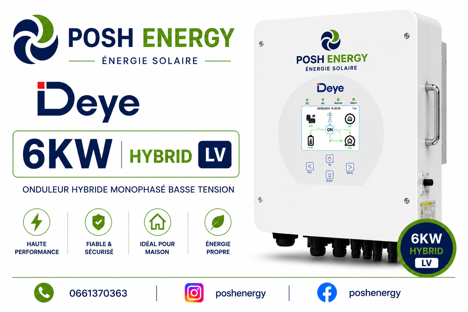 Onduleur hybride Deye 6 kW monophasé LV